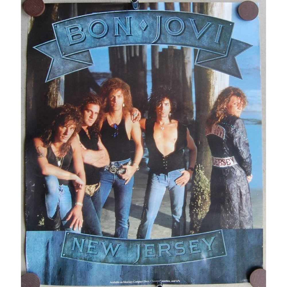 Vintage 1988 Bon Jovi New Jersey Album Store Promo POSTER 24x29